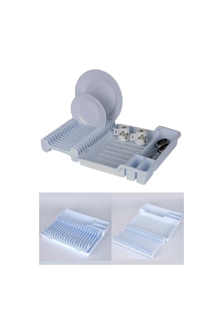 Flosoft Katlanır Bulaşıklık, Kaşıklık Bölmeli Tabaklık Kurutmalık Beyaz