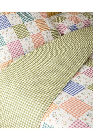 English Home Dreamy Patch Kolay Ütülenir Çift Kişilik Nevresim Seti 200x220 Cm Pembe - Yeşil
