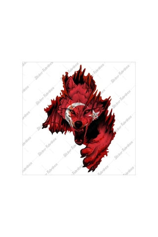 Türk Bayrağı Kurt Bozkurt Sticker 00244