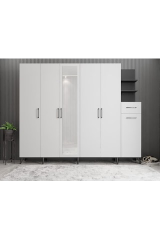 Açelya Portmanto Vestiyer Füme Beyaz  M7-270 cm