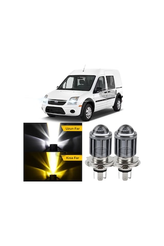 Ford Transit Connect 2002-2013 Uyumlu Mercekli Far Ampulü Led Xenon Çift Renk Sarı-beyaz Far Şimşe Etkili Csp Led LED Far 53816841