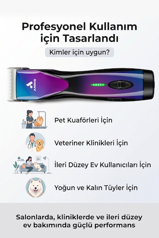 Andis Pulse Zr Iı Kablosuz Galaxy Kedi/köpek Tıraş Makinesi - Mor Renkli Yedek Bataryalı