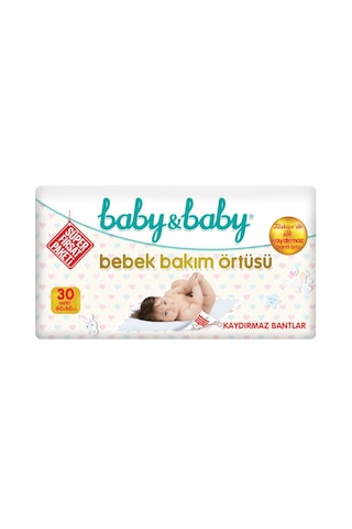 Baby & Baby Süper Fırsat Paketi Kaydırmaz Bantlı Bebek Bakım Örtüsü 60 x 60 CM 2 x 30 Adet