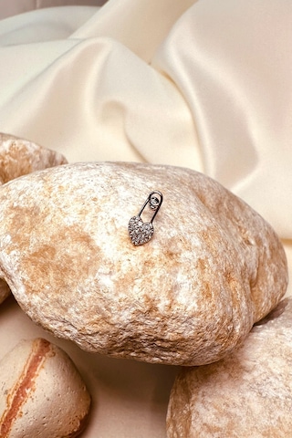 Çengelli İğne Taşlı Silver Gümüş Renk 316l Stainless Steel Çelik Piercing Tragus Helix Gümüş