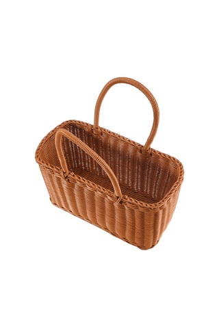 Xiaaokeji Ana Sayfa Alışveriş Sepeti El Sebze Sepeti Dekor Dokuma Rattan Çanta Kahverengi