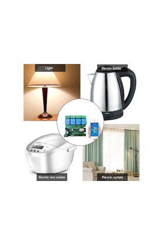 Geeroyoo Akıllı Ev Uzak Kumanda Anahtarı - 4 Kanal Tuşlama Modülü 5v/7-32v, Wıfı+rf Kumanda Dahil Koyu Yeşil