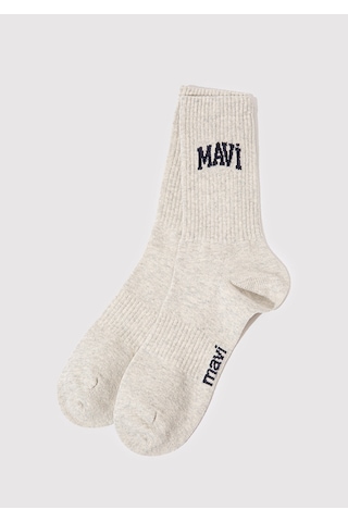 Mavi - Mavi Logo Baskılı Gri Soket Çorap 0911160-80196 Gri