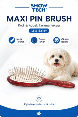Showtech Maxi Pin Brush Kedi Ve Köpekler İçin Hassas Tarama Fırçası 1,5 X 18,5 Cm