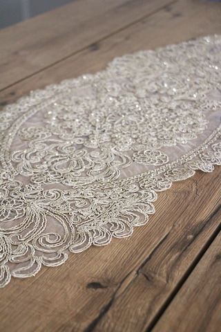 Simli Dantel Kordon Örme Detay Masa Runner Fiskos Örtüsü 100x35 Cm2007-dantel 001