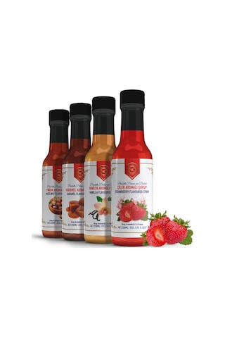 Nish Karamel, Vanilya, Fındık, Çilek Aromalı Şurup 4'lü Set 4x250 Ml - Pet Şişe Diğer