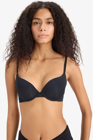 Defacto Push Up Micro Kaplı Yarım Dolgulu Balenli Tişört Bra Fall İn Love Z3350az25aubk81 Siyah