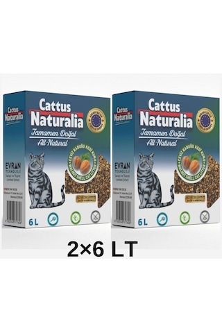 Cattus Naturalia Ceviz Kabuğundan Yapılmış Doğal Aktif Karbonlu %100 Organik Kedi Kumu 2 x 6 L