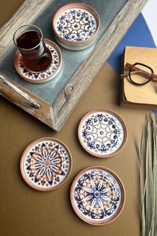Tabakevi Tabak Evi Stoneware Mozaik Red Sefa 6 Lı Çay Tabağı 10cm Çok Renkli