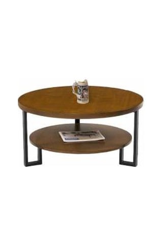 Orta Sehpa Osm YUVARLAK METALLİ MODEL Metal Ayak Parlak Ceviz Lake Boya Demonte El Yapım