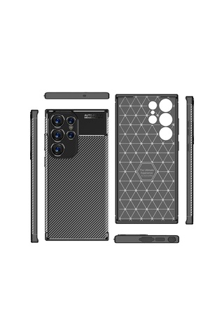 Samsung Galaxy Uyumlu S23 Ultra Kılıf Karbon Silikon Case Kapak