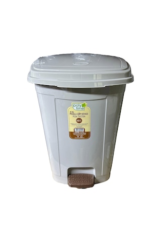 Polytime Pedallı Basmalı Çöp Kutusu Kovası / Çıkarılabilir İç Kovalı / Krem / 32 Litre / 47x35x35 Cm. Krem