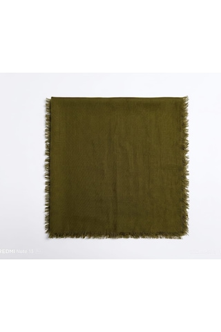 Özense Çift Flamlı Pamuklu Terletmeyen 4 Mevsim Kullanılabilir 100x100 Cm Eşarp Haki Yeşili