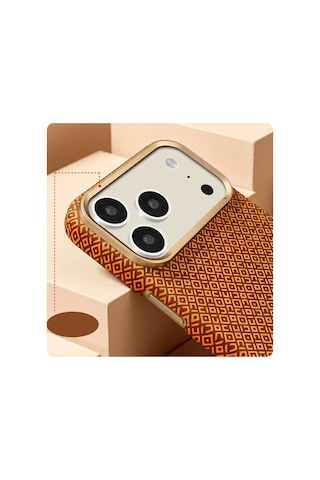Apple Uyumlu iPhone 17 Pro Max Kılıf Zore Paris M-safe Şarj Özellikli Vax Sert Pc Kapak Destekli Turuncu