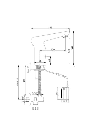 Eca 108108017 Pilli Çift Su Girişli Fotoselli Lavabo Bataryası
