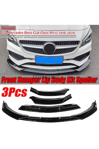 Mercedes Cla W117 Ön Tampon Altı Lip Plastik Kulaklı Parlak Siyah