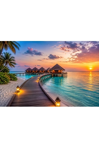 Tatil Yeri Deniz Kumsal Sahil Resim Tablo Ev Duvar Salon Ofis Hediyelik Dekarasyon Premium Duvar Süs