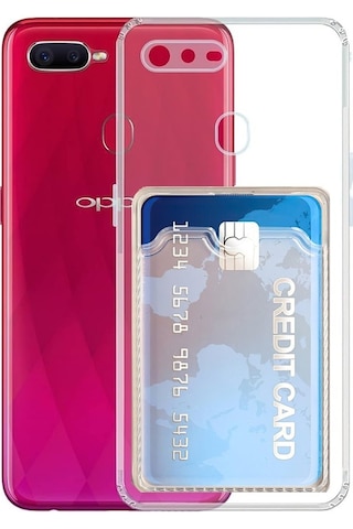 Kvy Oppo Ax7 Kamera Korumalı Kartlıklı Setra Şeffaf Silikon Kılıf
