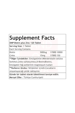 Dmp Biotin Plus Zinc Çinko 2 Kutu 240 Tablet Hap Kutusu