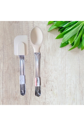 Baroness Silikon 2 Parça Spatula Kaşık Seti Beyaz
