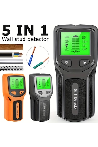Xuweiwei Siyah 5 İn 1 Duvar Stud Detektor Led Ekranli Tasinabilir Elektronik Stud Bulucu Ahsap Metal Tespit Pil İle Calisir 0.1mm Olcum Hassasiyeti
