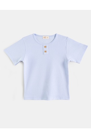 Aysbebe Erkek Çocuk Şortlu Kaşkorse Takım Kısa Kollu Buz Mavi