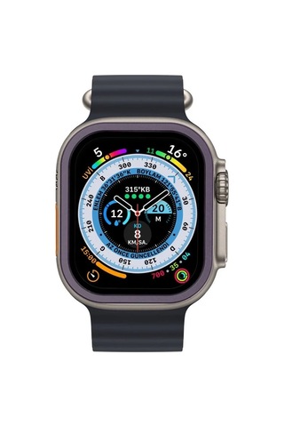 Watch Ultra 49mm Alüminyum Kasa Cam Ekran Koruyucu - Mor