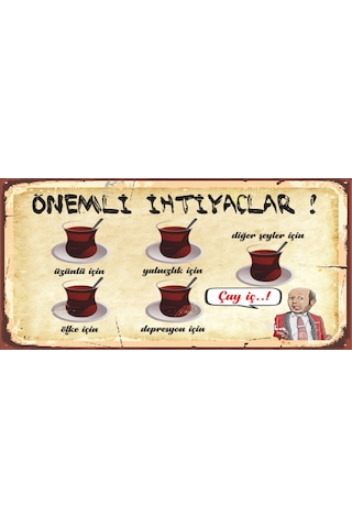 çay en önemli ihtiyaç mini retro ahşap poster çay en önemli ihtiyaç mini retro ahşap poster