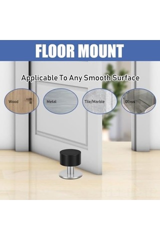 Pazly Kendinden Yapışkanlı Paslanmaz Çelik Kapı Durdurucu, Ses Yalıtımlı 2'li Paket