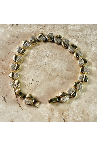 Vıp Seri Kalpli Zirkon Bileklik Gold Gold