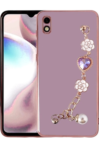 Xiaomi Redmi 9a Kılıf El Tutamaçlı Kamera Korumalı Zore Taka Silikon Kapak Mor