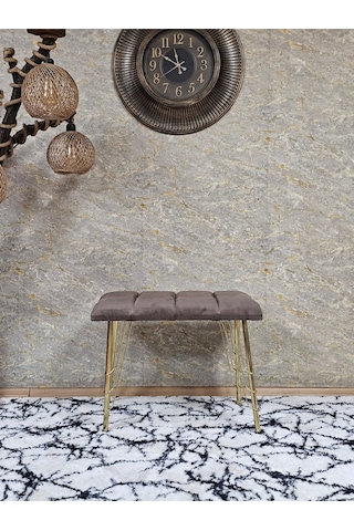 Zafir Metal Gold Tel Ayaklı 60 Cm Puf Bench - Puf - Bench - Oturak - Mutfak Oturağı - Antre Oturağı Kahverengi