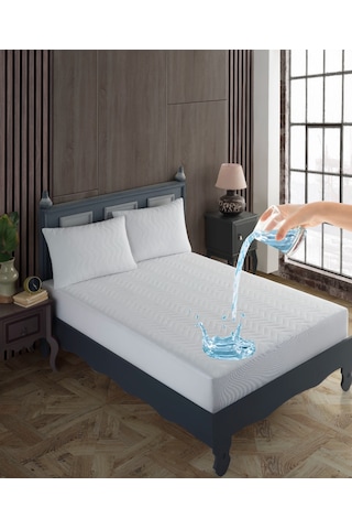 Çift Kişilik Kapitone Fitted Su Geçirmez Sıvı Geçirmez Yastık Ve Yatak Alezi Seti Yatak Koruyucu Beyaz