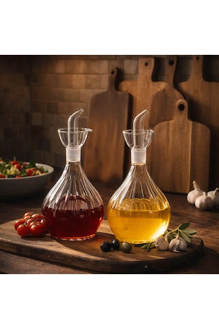 Porsima 410 2li Borosilikat Cam Yağdanlık Yağlık Sirkelik 1000ml Şeffaf