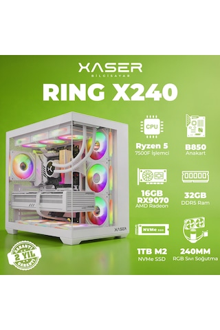 Xaser Ring X240 R-5 7500f 32 GB   1 TB M.2 Nvme  SSD 16 GB RX9070 Free Dos Masaüstü Oyuncu Bilgisayarı