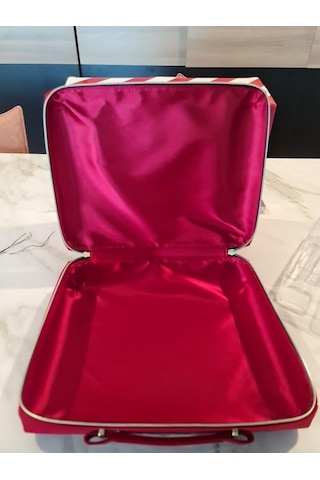 Estee Lauder Kırmızı Kadife Kozmetik Makyaj Çantası Büyük Boy Vintage Kırmızı