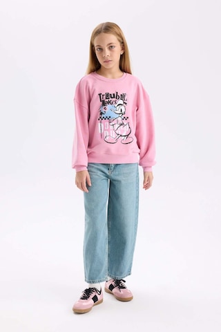 DeFacto Kız Çocuk Disney Mickey Mouse &Friends Relax Fit Bisiklet Yaka Sweatshirt D3114A824WNPN445 Pembe