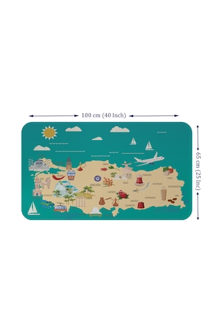 Eğitici Ve Öğretici Cocuk Odası Türkiye Haritası Duvar Sticker-60x105-3878 Çok Renkli