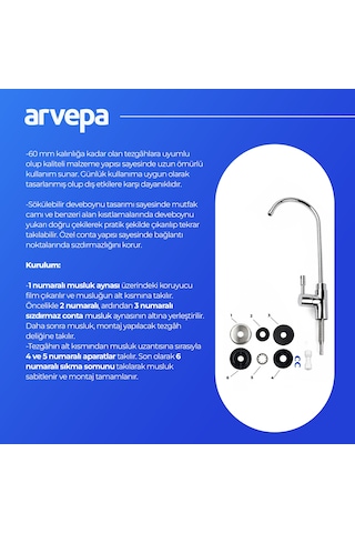 Arvepa Su Arıtma Cihazı Premium Banko Musluk - Parlak Krom