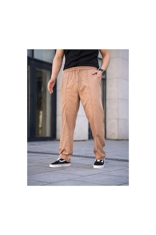 Butik İstanbul Erkek Keten Cepli Çıma Dikişli Jogger Buggy Pantalon Rahat Kalıp - Kahverengi