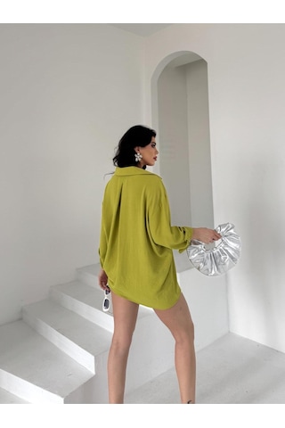 Paw Garage Kadın Flory Ayrobin Oversize Tek Cep Gömlek Sarı