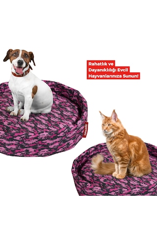 Xpermate Sünger Simit Küçük Irk Köpek Kedi Yatağı 55 Cm Kamuflaj