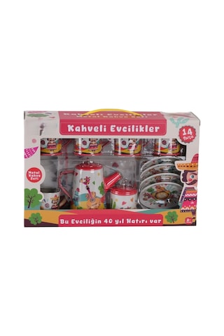 Atf-996-7a-10a 14 Parça Desenli Metal Çay Set Stantart