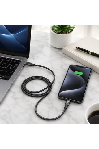 Flayse Hızlı Şarj Ve Data Aktarım İphone 11 Uyumlu 2 Metre Nylon Kablo