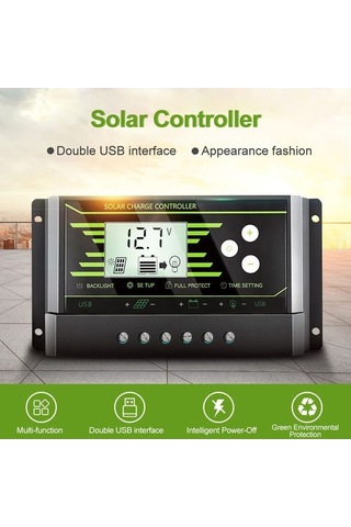 Electric 12v/24v Güneş Şarj Kontrolcüsü, 20a Çift Usb, Akıllı Sokak Lambası, Pwm Düzenleyici