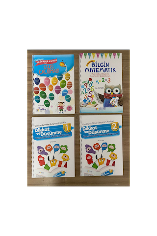 Matematik, Çizgi Çalışmları Ve Dikkat Düşünme Becerileri Seti 4-6 Yaş / 4 Kitap - 301 Sayfa
